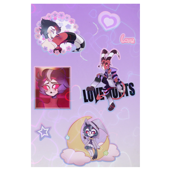 Stolitz | stolas and blitz helluva boss | stickers sheets | holo heart coated paper