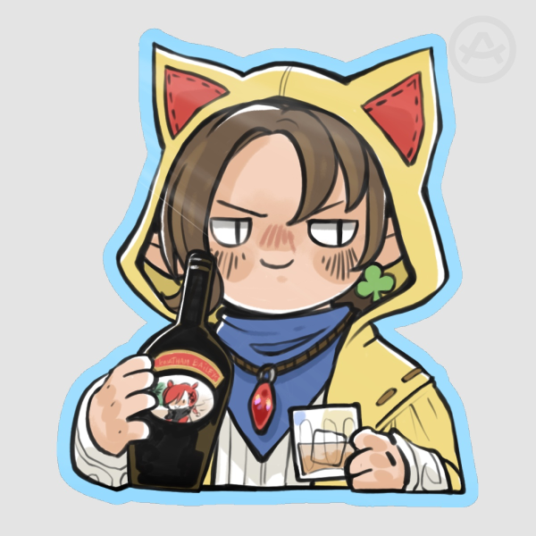 [FFXIV] Drinking With Krile Large Sticker