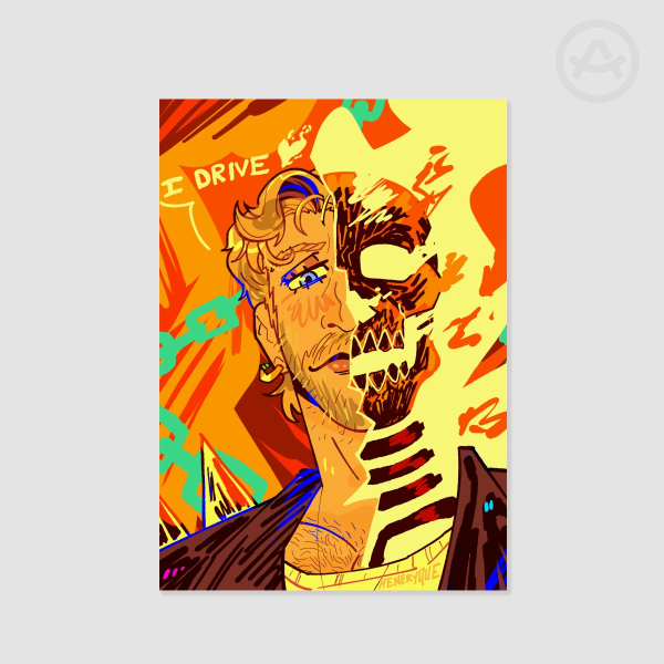 Ryan Gosling Ghost Rider - Fire - Super Hero Print A5
