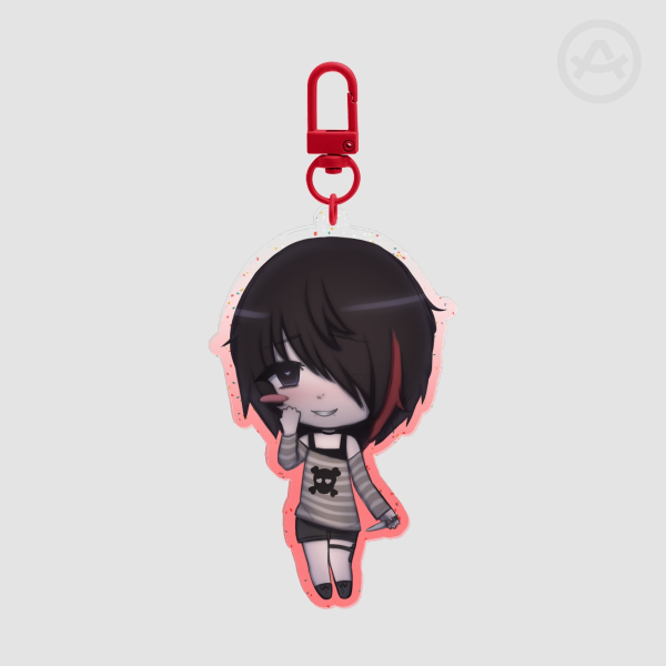 Red OC Glitter Acrylic Keychains