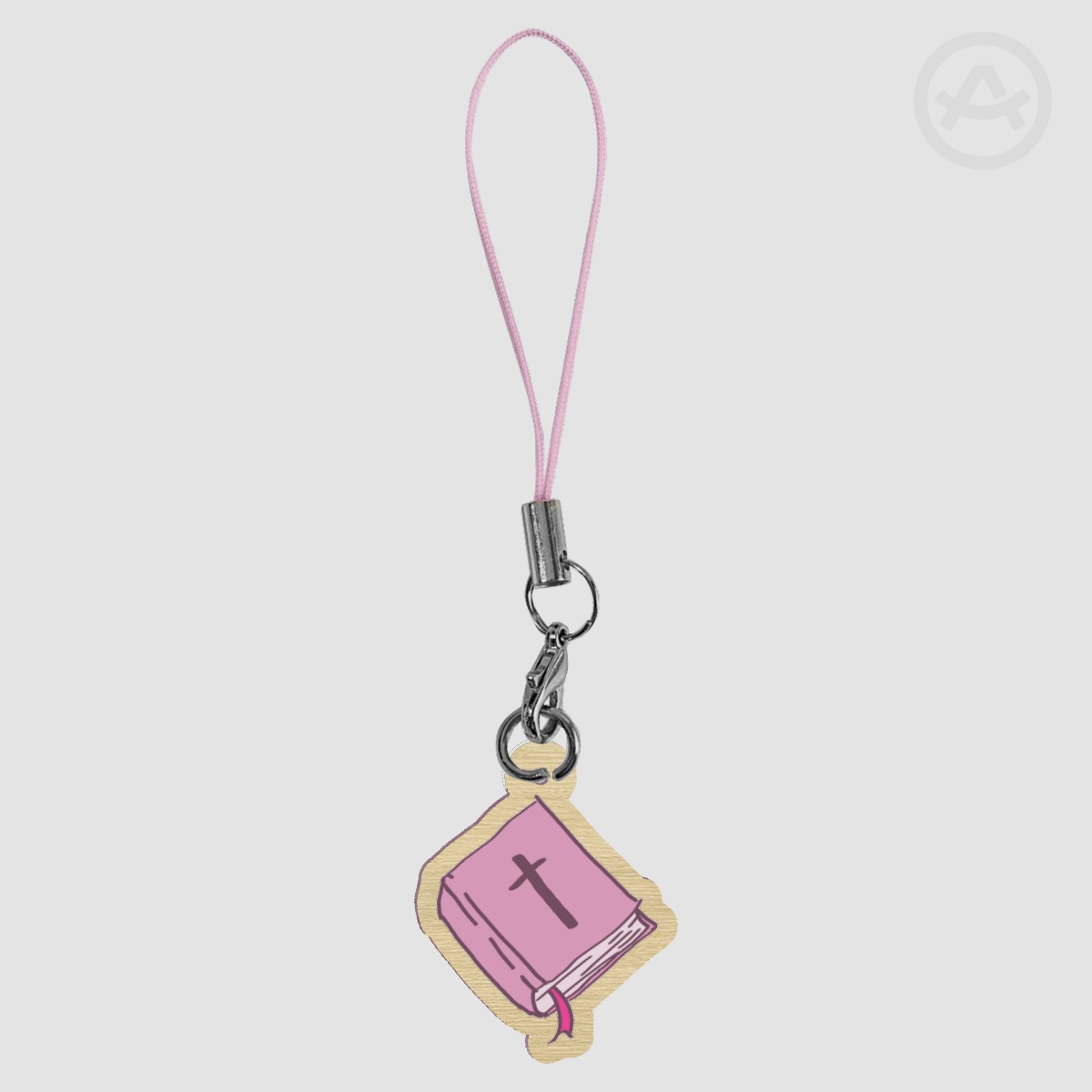 Pink Bible Wood Phone Charm