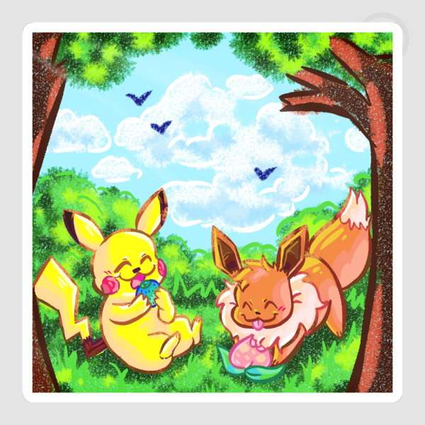 Pikachu & Eevee Sticker