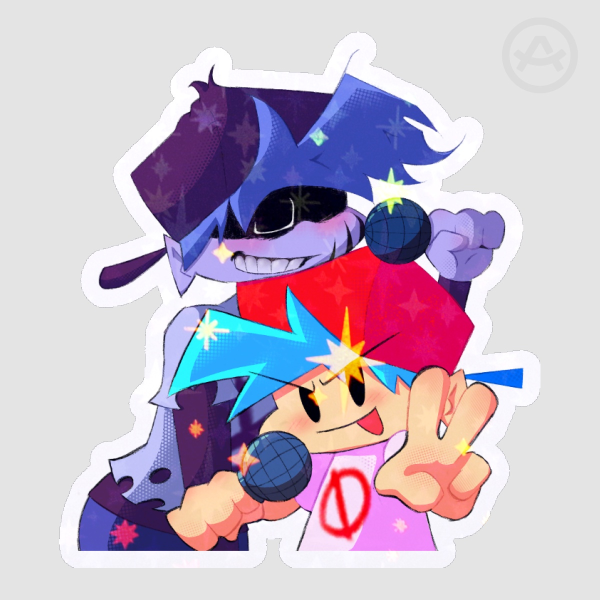 SIlly Billy and Boyfriend Friday Night Funkin' Die Cut Stickers