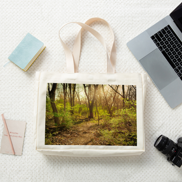 Forest Photography || Vertical Part-print Canvas Tote Bags - 16.9″x12.6″x3.1″(43x32x8cm)