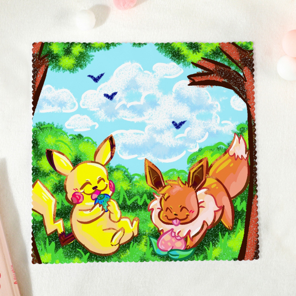 Pikachu & Eevee Glasses Cloth