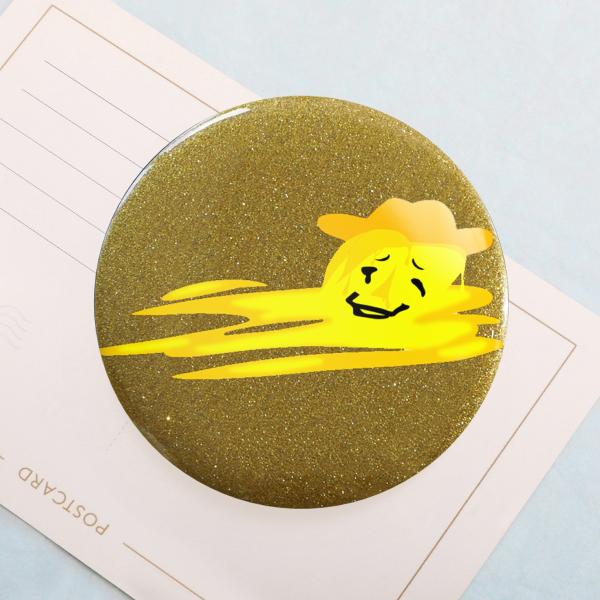 [Melted yellow] Glitter Round Button Pin/Badge