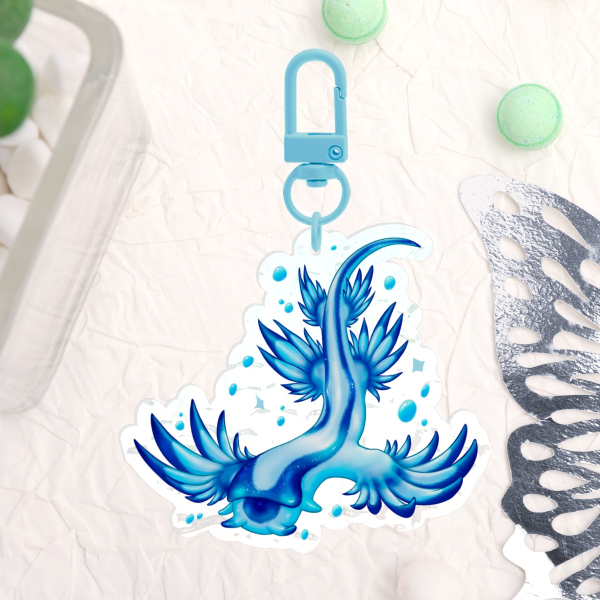 Blue Dragon Slug Acrylic Keychain