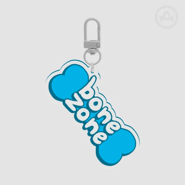 bone zone // white clip clear acrylic keychain