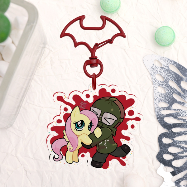The Riddler x Fluttershy Glitter Acrylic Keychain