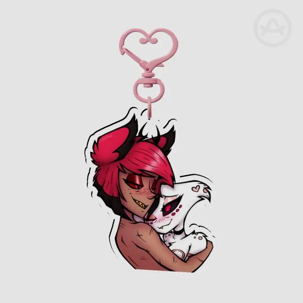 RadioDust Cuddles // Pink Heart Clear Acrylic Keychain