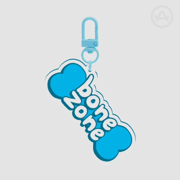 bone zone // blue clip clear acrylic keychain