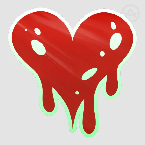 Domi Heart Shaded // Green Dip Border Glossy Sticker