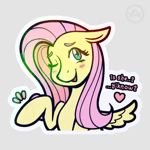Flutterqueer // White Border Rainbow Holo Sticker