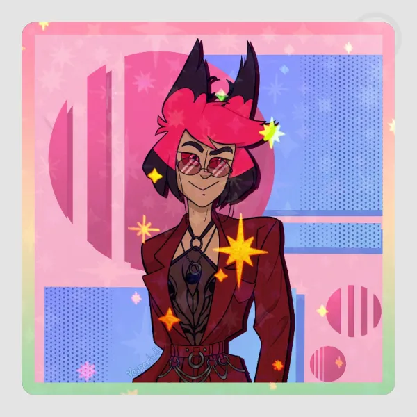 Alastor's red suit....sticker edition