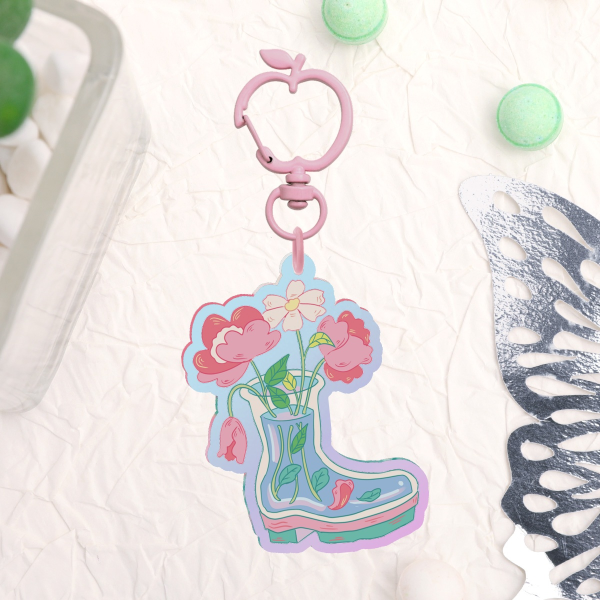 Petals Pink Rainbow Acrylic Keychain