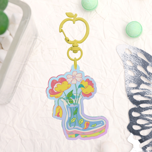 Petals Yellow Rainbow Acrylic Keychain