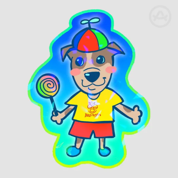 Dog holding a lollipop Sticker