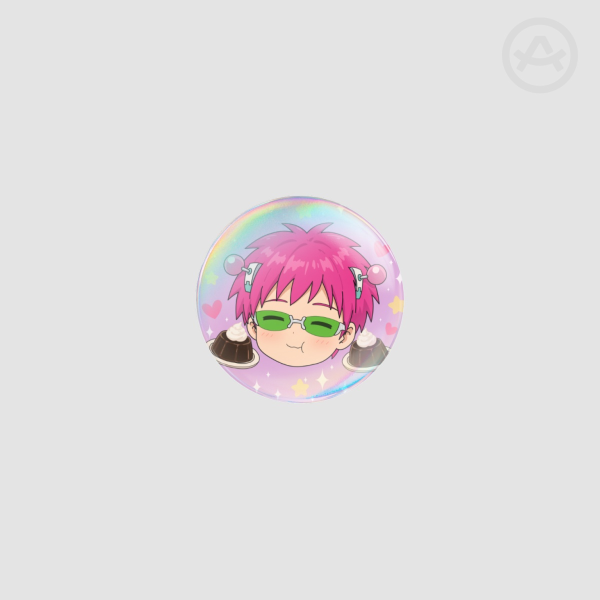 Saiki K - Coffee Jelly - Holographic Round Badges (Button Pins)