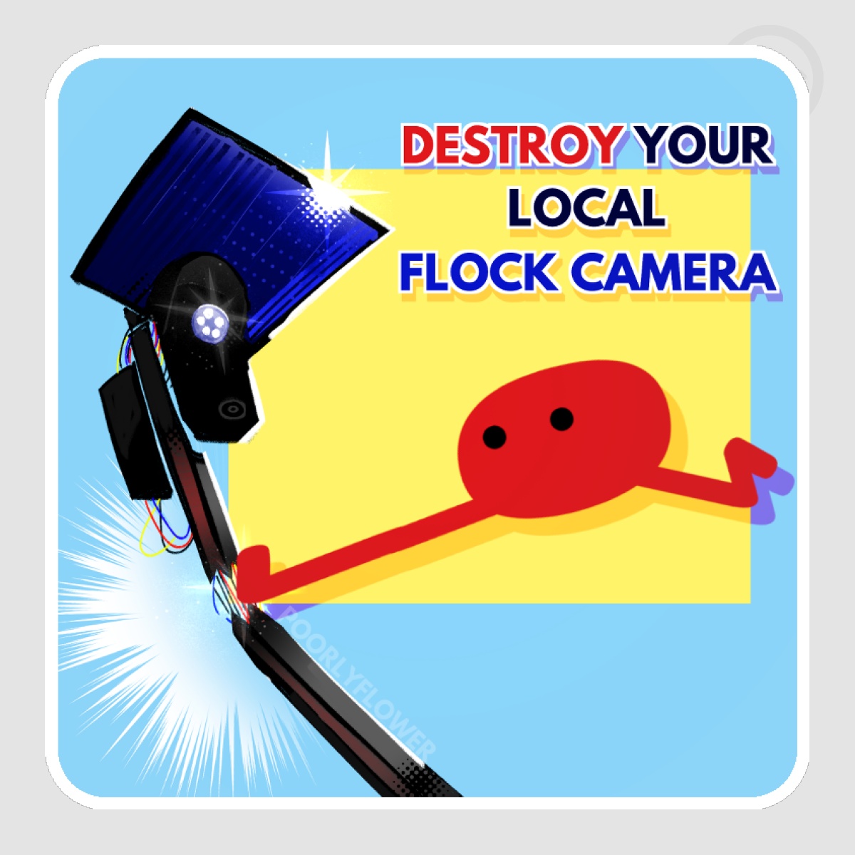 PIKUNIKU - Camera Kick "Destroy" Matte Die Cut Sticker