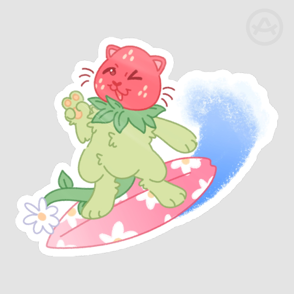 Surfin' Pawberry Sticker
