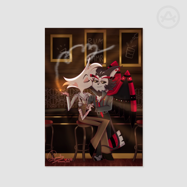 Huskerdust Bar Art Print — Husk & Angel Dust Hazbin Hotel A3 Poster