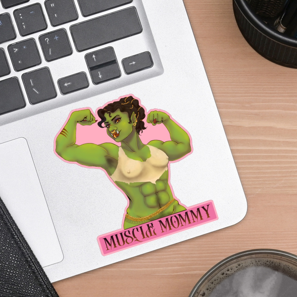 Muscle Mommy Orc Colored Edge Die Cut Stickers