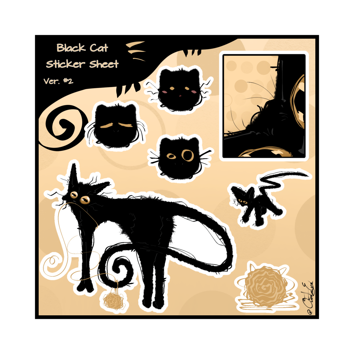 Kitty Cats - Black. Ver. #2 Sticker Sheet