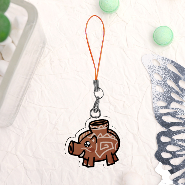 Mini Etruscan Boar Vessel Phone Charm