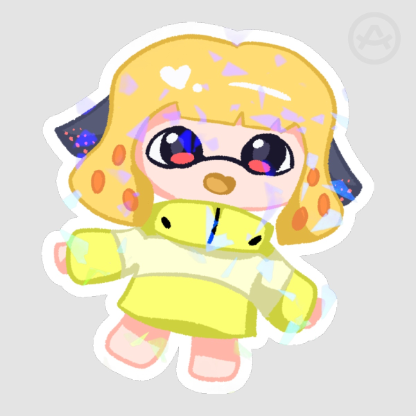 Agent 4 chibi holographic sticker (Splatoon)