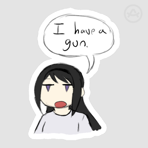 Homura "I have a gun." Die Cut Sticker