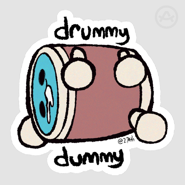 Katsu Drummy Dummy Die Cut Sticker
