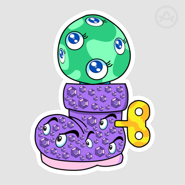 Mintshroom in an Amethyst Boot: Murakami Inspired Sticker