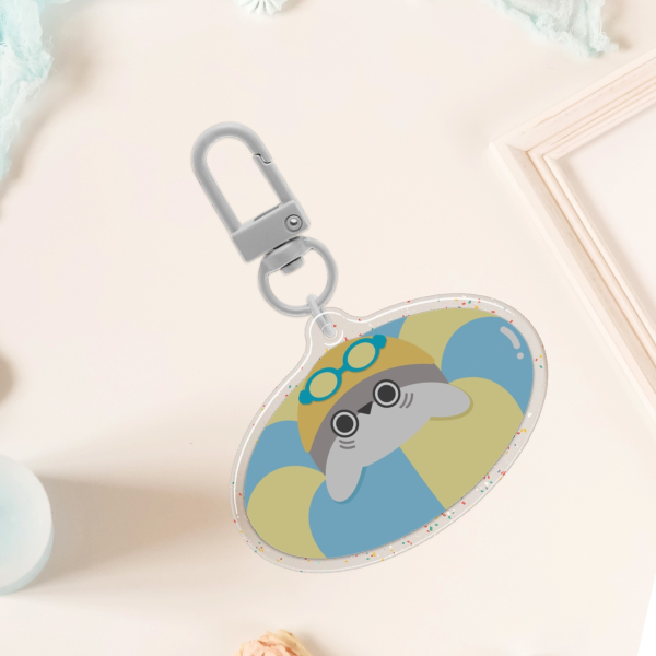 " Sacabambaspis on Holiday Series - Baby's First Swim " Epoxy Glitter Acrylic Keychains