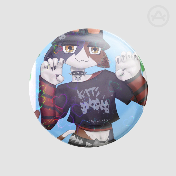 Metalhead Meowskulls holoheart pin