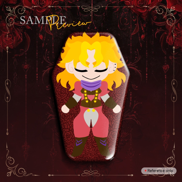 Jojo bizarre adventure dio Coffin Shape Holographic Badges