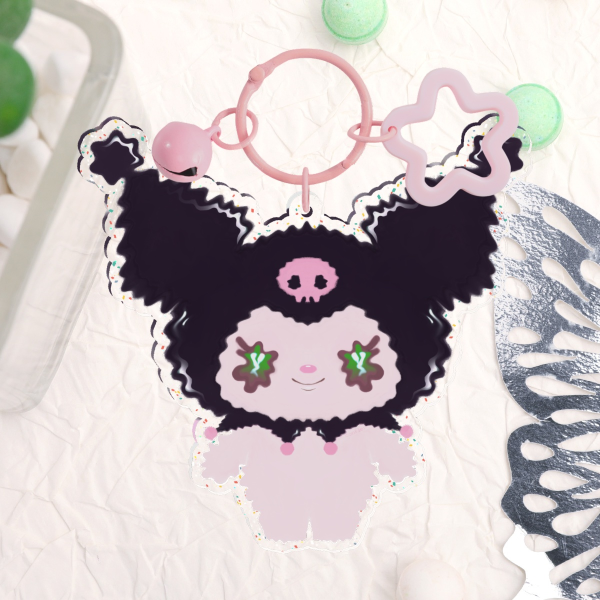 Kuromi Glitter Acrylic Keychain