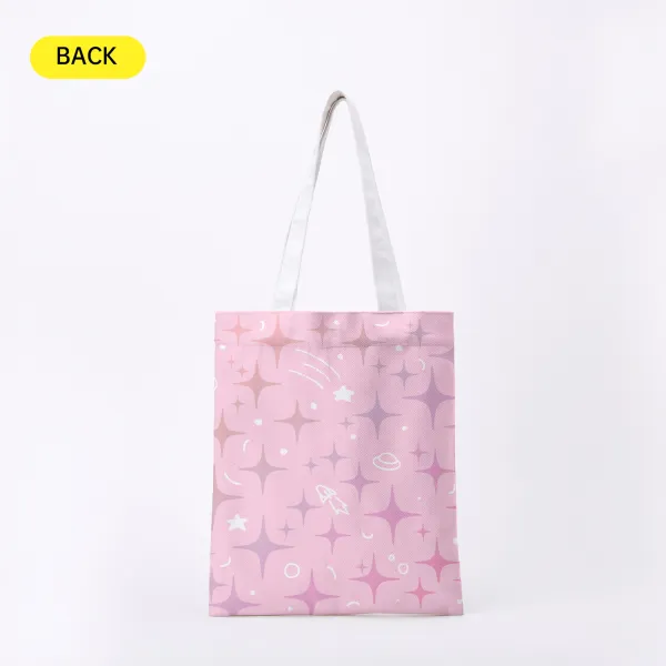 Pink Stars Space Full-print Canvas Tote Bag - 15.3″x13.4″(39x34cm)