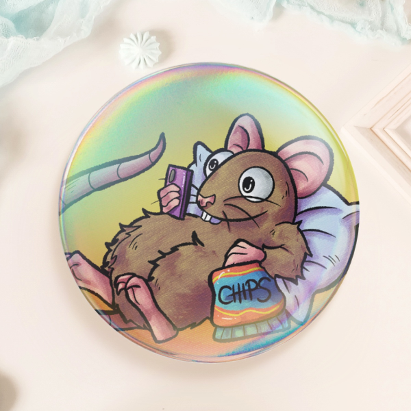 Professional Procrastinator Pet Rat Pin Badge  Funny