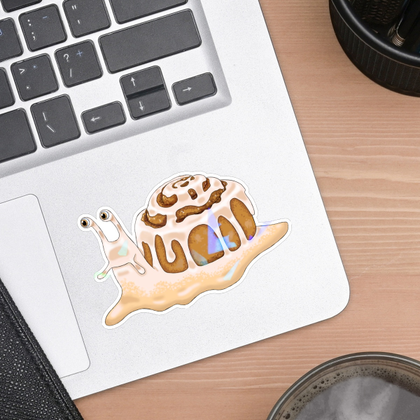 Cinnamon Bun Snail Holographic Sticker