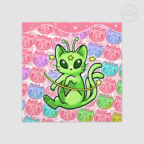 Rainbow Alien Cat Glass Cloth