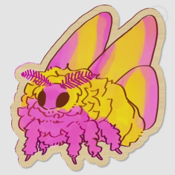 Rosy Maple Moth Wood Pin