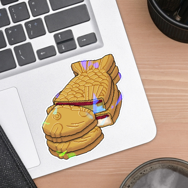 Pixel Art Taiyaki Holographic Sticker