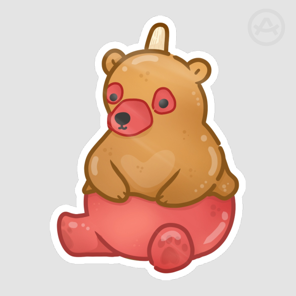 Caramel Apple Bear Die Cut Sticker