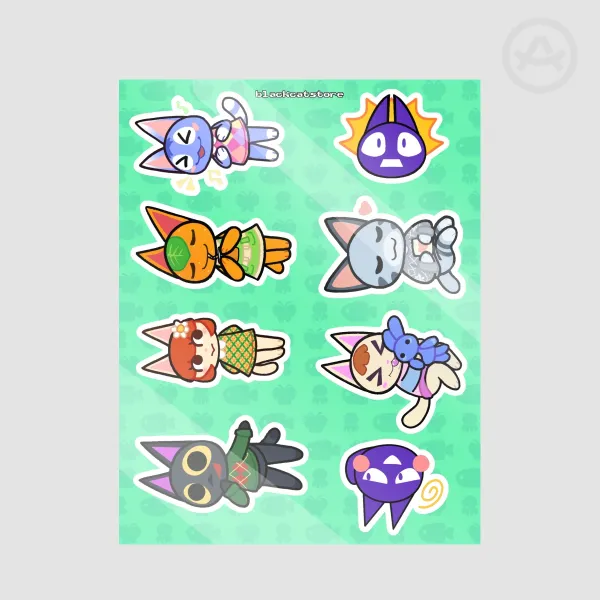 Animal Crossing Cat Sticker Sheet