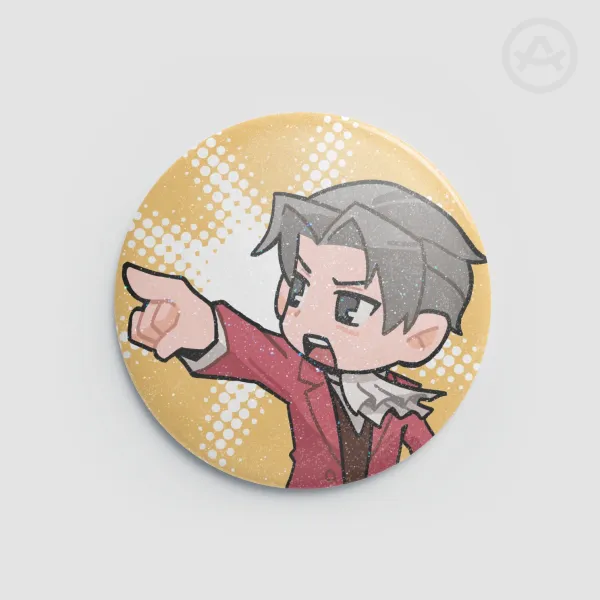 Miles Edgeworth (Ace Attorney) Button Pins/Round Badge