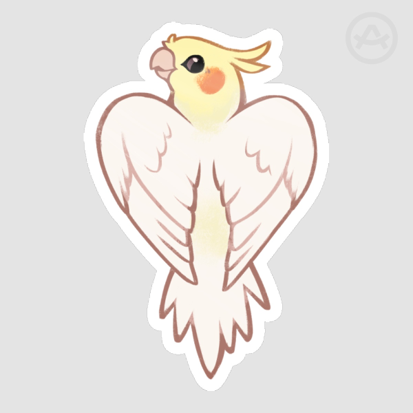 Cockatiel heart wings (lutino) | Sticker