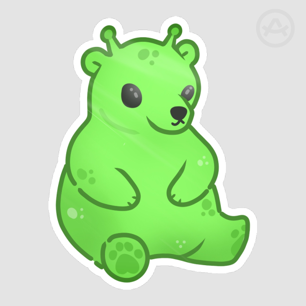 Alien Bear Die Cut Sticker