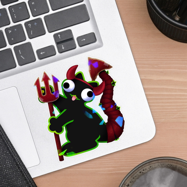 Devil Derpcat || Gumstitch x Felix Was Here || Transparent Holo Sticker