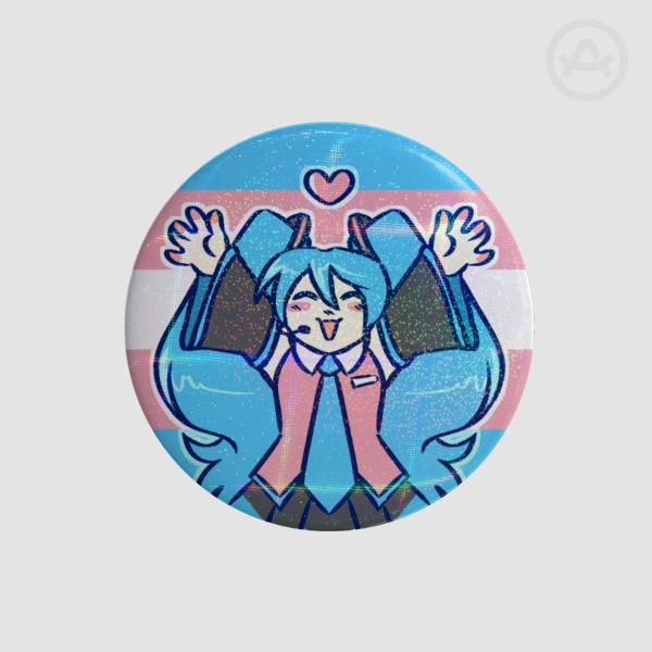 Hatsune Miku Trans Rights Holo Button Badge