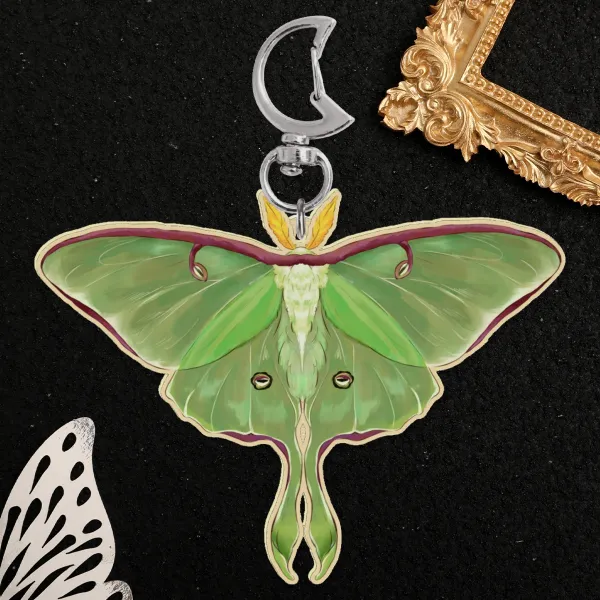 Luna Moth (Actias luna) - wooden keychain